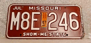 Missouri license plate maroon 90's tags needs touch up M8E 246 showing 1997 tag. - Picture 1 of 8