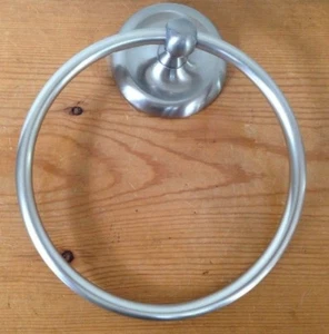 Brushed Chrome Satin Nickel Wall Mount Ready Bathroom Hand Towel Hook Loop  - Picture 1 of 6