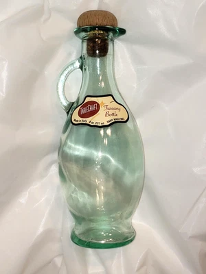 Tablecraft Tuscany Olive Oil Glass 8oz Pitcher Tiki Wood &  Cork Stopper Italy - Image 1 of 4