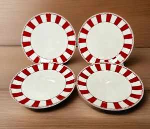 S/4- Grace Teaware Josephine Red & White PEPPERMINT Dinner Plates 10.5” NEW! - Picture 1 of 9