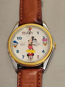 Disney Figuren Armbanduhr Lederband Lorus Quartz neue Batterie läuft gut - Bild 1 von 6