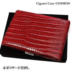 Estuche de Cigarrillos Tsubota Perla Cosmos Cuero Genuino Rojo Lagarto Hecho en Japón - Imagen 1 de 8