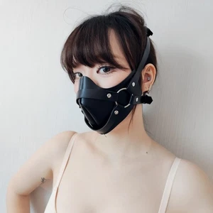 Gothic Women Fetish Masquerade PU Leather Face Mask BDSM Cosplay Punk Party Prop - Picture 1 of 8