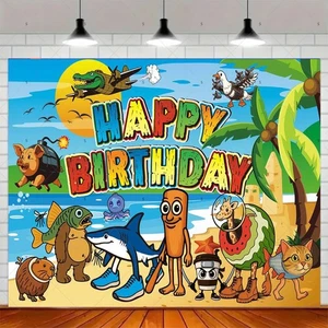 Tung Tung Tung Sahur Backdrop Italian Brainrot Birthday Party Background Banner - Picture 1 of 4