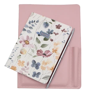 Ladies Pink Deluxe A5 Notebook Handbag Gift Set & Pen Floral Cover Journal - Foto 1 di 6