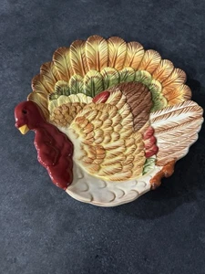 Pier 1 Plato de Pavo 8" Lindo y Colorido "Plumas de Acción de Gracias - Imagen 1 de 3
