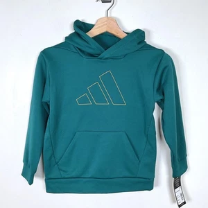 Adidas D4T Hooded Pullover Sweatshirt Kids XS Teal Green Hoodie - Picture 1 of 8