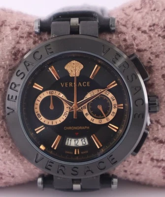 Reloj Pulsera Versace de Lujo para Hombres Cuarzo Esfera Negra ''Fecha'' Funcionamiento Correa de Cuero Foto 1 de 4