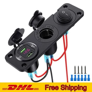 12V Auto KFZ Zigarettenanzünder Steckdose mit Dual-USB Ladegerät Buchse Einbau - Bild 1 von 21