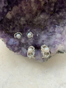 Neu ohne Etikett Carucci & Rucinni Kristall & Perlen Ohrringe - Bild 1 von 4