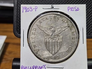 Nice AU-UNC 1903-P Philippines Silver Peso.  High Grade. 5 - Picture 1 of 2