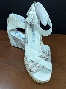 Sorel Joanie II Damen-Sandale mit Knöchelriemen weiß beige Keilabsatz Größe 5,5 - Bild 1 von 7