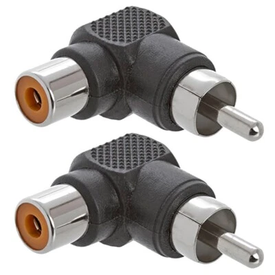 2 Pcs RCA Female to Male Right Angle 90° Audio Video AV Adapter Cable Connector - Image 1 of 2
