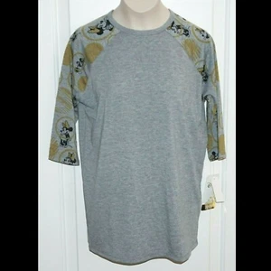 LuLaRoe Disney Sloan Shirt Jersey 3/4 Sleeve Minnie Mouse Gray Gold Sz 12 NWT  - Picture 1 of 8