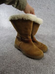 Ugg Boots Kids Size 5 Nessa Brown Suede Winter Back Zip