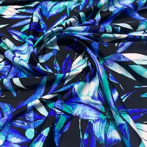 Spandex Fabric Ocean Blue Cayennes print 4 Way Stretch By Yard for Swimwear - Picture 1 of 5