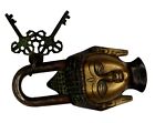 Lord Buddha Door Lock Antique Vintage Style Handmade Brass Padlock Working Keys
