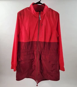 T by Talbots Womens Rain Jacket Size Large Red/Burgundy Elastic Waist Pockets - Picture 1 of 14