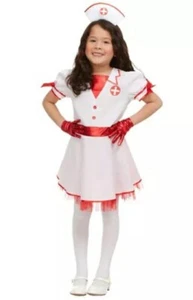 NURSE SWEETHEART HALLOWEEN COSTUME~GIRLS~LRG 12-14~DRESS/RED GLOVES/HEADBAND HAT - Picture 1 of 14