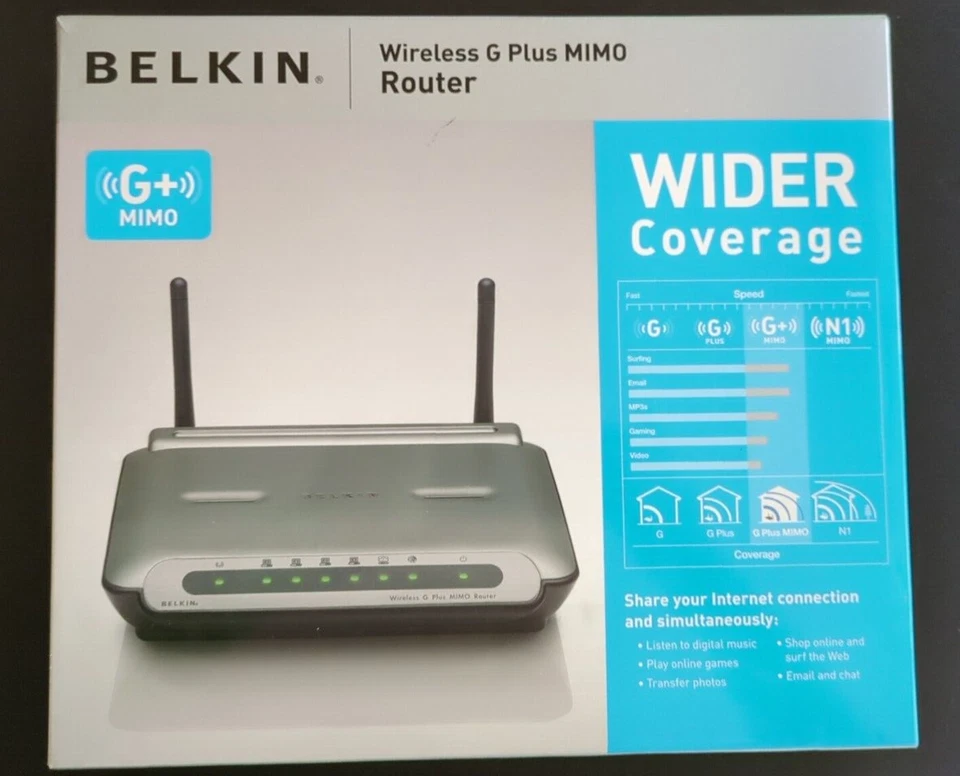 Belkin F5D9230-4 54 Mbps 4-Port 10/100 Wireless G Plus MIMO Router - Image 1 of 4