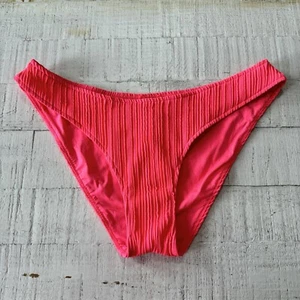 Becca strukturiertes geripptes Bikinihöschen neu mit Etikett Größe Large Hot Pink Badeanzug - Bild 1 von 9