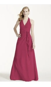 Nuevo con etiquetas Vestido David’s Novia Halter Largo Formal/Bola Baile de graduación Rojo Para Mujer Talla 6 - Imagen 1 de 14