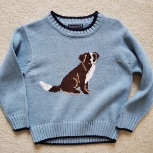 Kitestrings Boys' Blue Dog Knit Sweater sz4