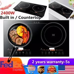 Portable Dual Induction Cooktop 2400W 2 Burner Countertop Cooker Hot Pot Stove - Picture 1 of 10