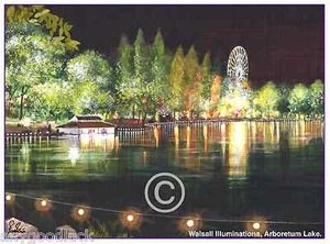 WALSALL ILLUMINATIONS ARBORETUM ACRYLICS ARTISTS PRINT GREETINGS CARD 8"x 6" - Picture 1 of 1