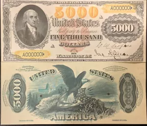 Reproduction Copy $5,000 Bill 1878 US Note Currency Legal Tender Read Below!! - Picture 1 of 10