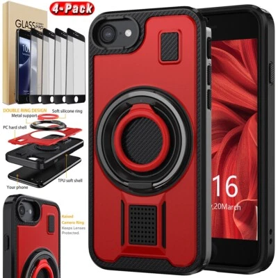 For Apple iPhone 6/6s Case Protective Rugged Ring Stand Cover / Screen Protector - Image 1 of 4