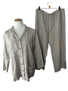 Christopher & Banks Lino Años 90 Pin Rayas Lagan Look Conjunto Conjunto Grande - Imagen 1 de 9
