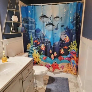 Tropical Fish Shower Curtain for Girls Boys Sea Ocean Fish Shower Curtain Col... - Picture 1 of 9