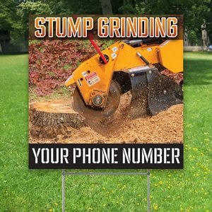 STUMP GRINDING Yard Signs | 4-Pack | 12"x12" | 2-Sided | Full HD | USA - Picture 1 of 6