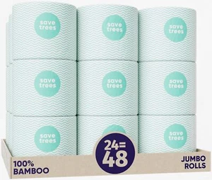 Bamboo Toilet Paper 24 Rolls Of Septic Safe Organic Toilet Paper 3-ply 300 Sheet - Picture 1 of 10