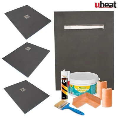 Wet room Kit Wetroom - Walk in Shower Tray Base with Drain including Linear Kits - Image 1 of 4