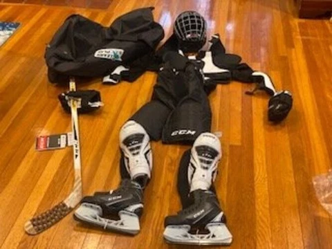 Little Bruins Complete Hockey Gear CCM Skates, Helmet, Gloves etc Cover