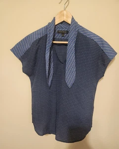 Woman’s Blouse Banana Republic Size XS Scarf Attached Blue - Picture 1 of 6
