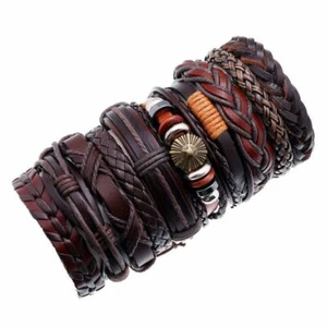 Unisex Tribal Leder Armband Armband Set - Bild 1 von 7