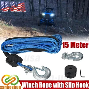 1/4" 30m Synthetic Winch Rope UTV ATV W/Clevis Slip Hook Stopper for 10000LBS - Bild 1 von 14