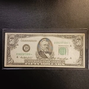 1950 A (Fifty) $50 Dollar *STAR* Federal Reserve Banknote - Cleveland, OH - Picture 1 of 6