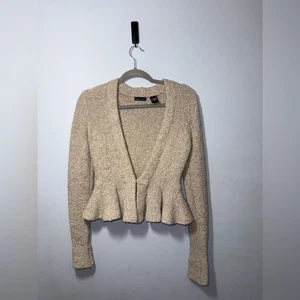 Moda International Women’s Wool Blend Peplum Sweater Cardigan XS  EUC - Picture 1 of 6