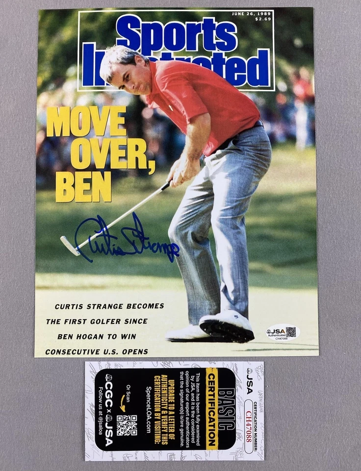 FOTO DE CAPA ILUSTRADA ESPORTIVA CURTIS STRANGE AUTÓGRAFO 8x10 26/06/89 JSA CH47088 - Imagem 1 de 1