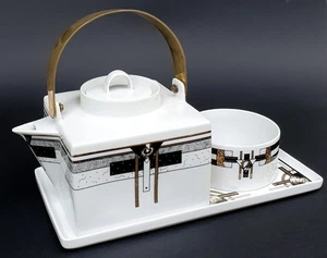 NPM Meissen Porzellan Teekanne, Zuckertopf + Unterteller Art Deco Dekor, wie neu - Bild 1 von 7