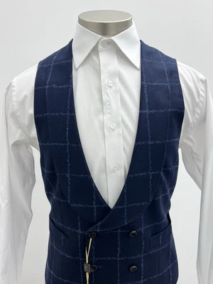 CANALI SLIM FIT PLAID DB WAISTCOAT/VEST SIZE 40 WOOL/CASHMERE - Image 1 of 4