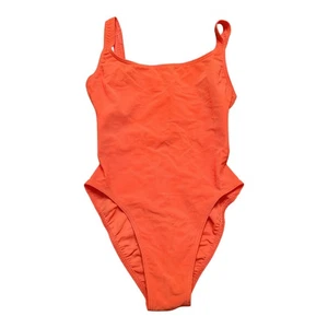 Traje de Baño De Colección Años 80 90 Naranja Brillante Acanalado Corte Alto Tanque Una Pieza Talla 10 Ver ID - Imagen 1 de 17