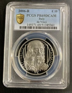 Italy 2006-R 10 Euro / Leonardo de Vinci / Km285 / PCGS PR69DCAM / Fabulous Gem! - Picture 1 of 4