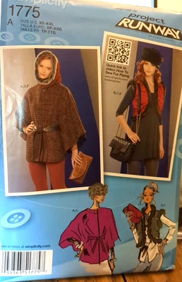 SIMPLICITY Pattern #1775 Misses' CAPE, VEST, HAT, HOOD, BAG & CLUTCH- SZ XS-XXL - Image 1 of 4