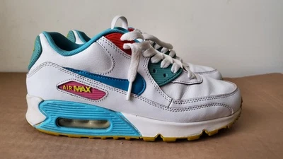 Nike Air Max 90 Zapatos Blanco Azul 345017-123 Talla 7Y Mujer 8.5 Foto 1 de 4