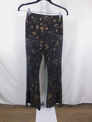 Pantalones No Boundaries Med Acampanados Pierna Negro Dorado Estampado Celestial Elastizados Boho Bruja Foto 1 de 4